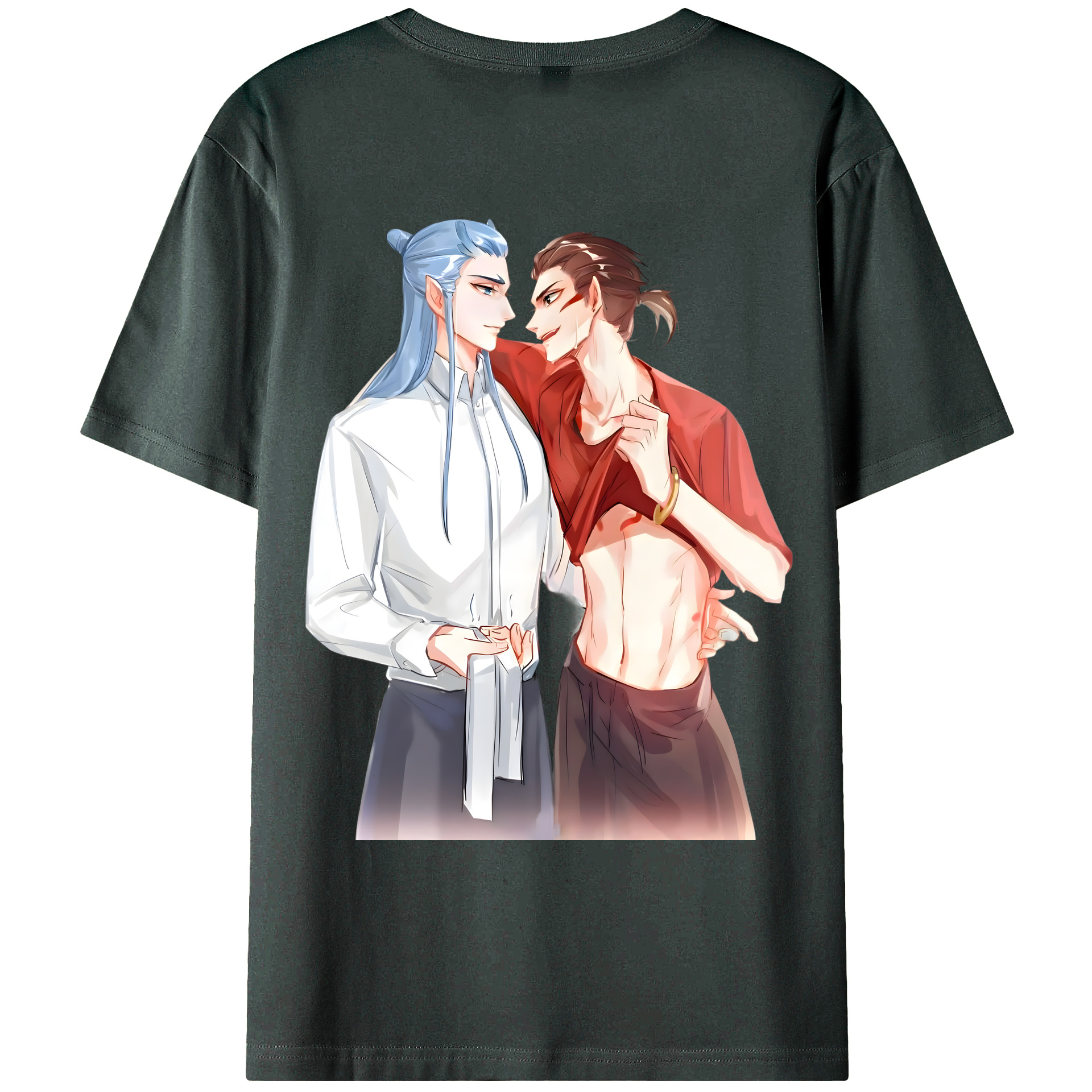 （画像用） Ne Zha 2 ナタ 魔童の大暴れ 綿100％ メンズ半袖Tシャツ（バックプリント） 通気性